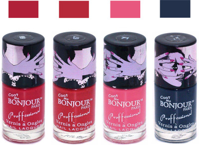 

Bonjour Paris True Matte Nail Polish 134 Red-Red-Pink-Grey(Pack of 4)