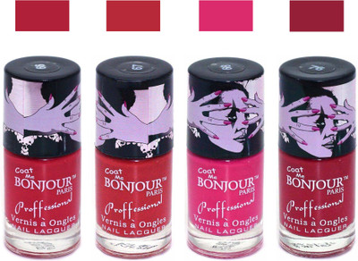 

Bonjour Paris True Matte Nail Polish 108 Red-Red-Pink-Red(Pack of 4)