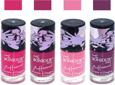 Bonjour Paris True Matte Nail Polish 249 Pink-Pink-Pink-Plum(Pack of 4)