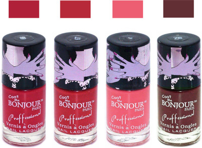

Bonjour Paris True Matte Nail Polish 123 Red-Red-Peach-Brown(Pack of 4)