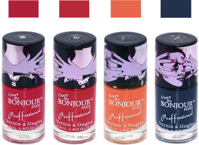 

Bonjour Paris True Matte Nail Polish 152 Red-Red-Orange-Grey(Pack of 4)