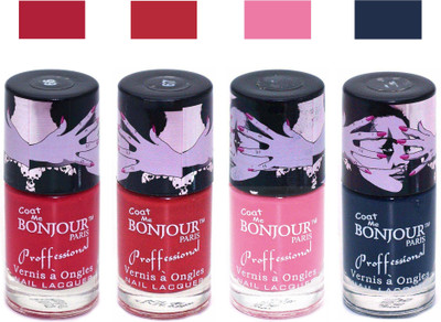 

Bonjour Paris True Matte Nail Polish 147 Red-Red-Pink-Grey(Pack of 4)