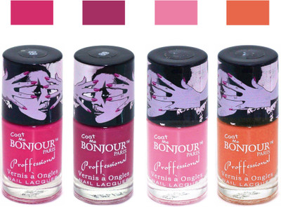 

Bonjour Paris True Matte Nail Polish 246 Pink-Pink-Pink-Orange(Pack of 4)