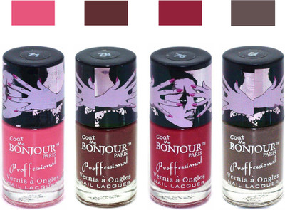 

Bonjour Paris True Matte Nail Polish 284 Pink-Brown-Red-Coffee(Pack of 4)
