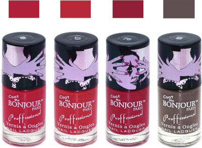 

Bonjour Paris True Matte Nail Polish 163 Red-Red-Red-Coffee(Pack of 4)