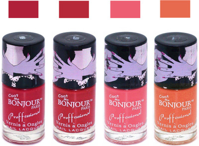 

Bonjour Paris True Matte Nail Polish 125 Red-Red-Peach-Orange(Pack of 4)