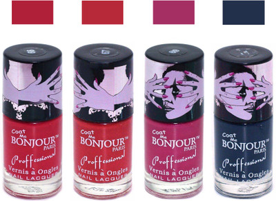 

Bonjour Paris True Matte Nail Polish 117 Red-Red-Pink-Grey(Pack of 4)