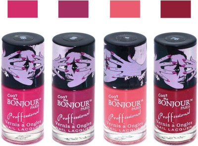 

Bonjour Paris True Matte Nail Polish 227 Pink-Pink-Peach-Red(Pack of 4)