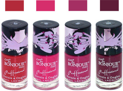 Bonjour Paris True Matte Nail Polish 175 Red-Pink-Pink-Burgundy(Pack of 4)