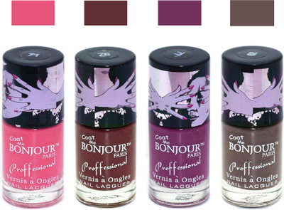 

Bonjour Paris True Matte Nail Polish 286 Pink-Brown-Plum-Coffee(Pack of 4)