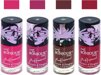

Bonjour Paris True Matte Nail Polish 242 Pink-Pink-Brown-Red(Pack of 4)