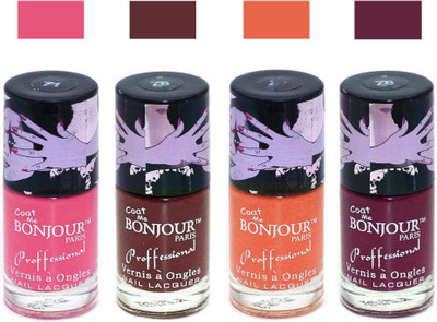 

Bonjour Paris True Matte Nail Polish 276 Pink-Brown-Orange-Burgundy(Pack of 4)