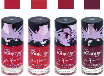 

Bonjour Paris True Matte Nail Polish 162 Red-Red-Red-Burgundy(Pack of 4)