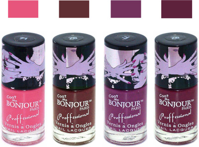 

Bonjour Paris True Matte Nail Polish 285 Pink-Brown-Plum-Burgundy(Pack of 4)