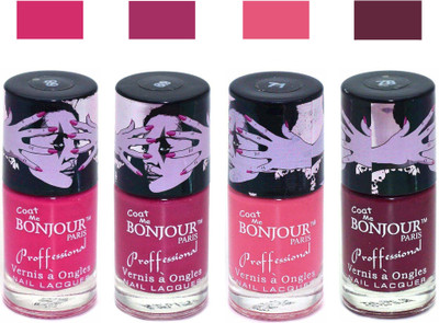 

Bonjour Paris True Matte Nail Polish 237 Pink-Pink-Pink-Burgundy(Pack of 4)