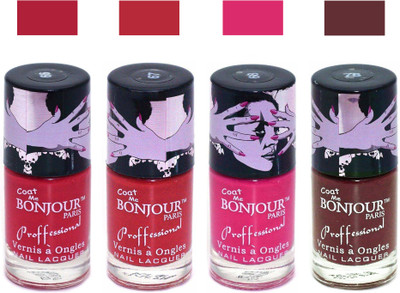 

Bonjour Paris True Matte Nail Polish 104 Red-Red-Pink-Brown(Pack of 4)