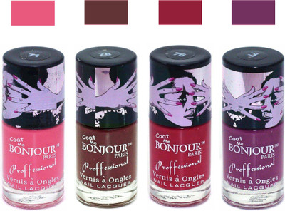 

Bonjour Paris True Matte Nail Polish 282 Pink-Brown-Red-Plum(Pack of 4)