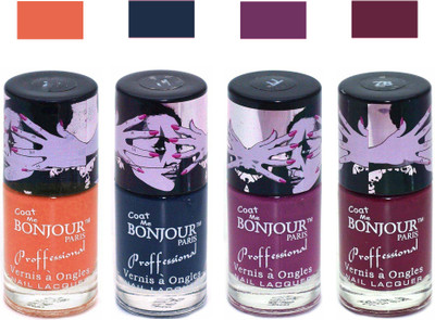 

Bonjour Paris True Matte Nail Polish 301 Orange-Grey-Plum-Burgundy(Pack of 4)