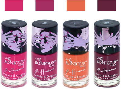 

Bonjour Paris True Matte Nail Polish 255 Pink-Pink-Orange-Burgundy(Pack of 4)