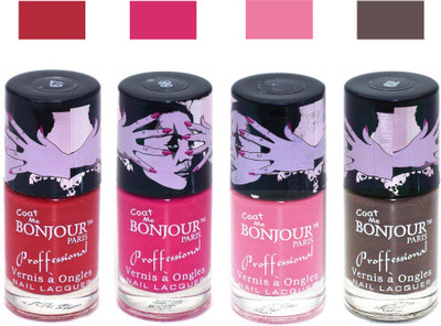 

Bonjour Paris True Matte Nail Polish 206 Red-Pink-Pink-Coffee(Pack of 4)