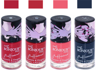 

Bonjour Paris True Matte Nail Polish 126 Red-Red-Peach-Grey(Pack of 4)