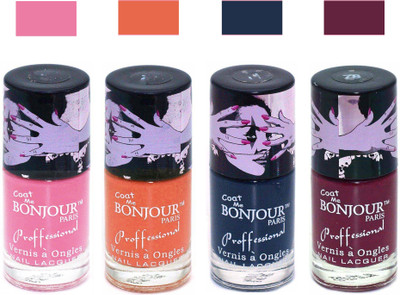 

Bonjour Paris True Matte Nail Polish 290 Pink-Orange-Grey-Burgundy(Pack of 4)