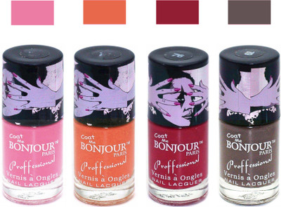 

Bonjour Paris True Matte Nail Polish 294 Pink-Orange-Red-Coffee(Pack of 4)