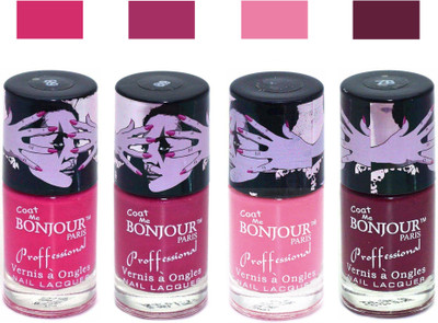 

Bonjour Paris True Matte Nail Polish 250 Pink-Pink-Pink-Burgundy(Pack of 4)