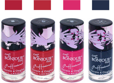 Bonjour Paris True Matte Nail Polish 107 Red-Red-Pink-Grey(Pack of 4)