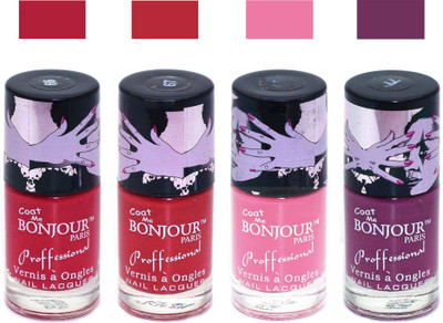 

Bonjour Paris True Matte Nail Polish 149 Red-Red-Pink-Plum(Pack of 4)