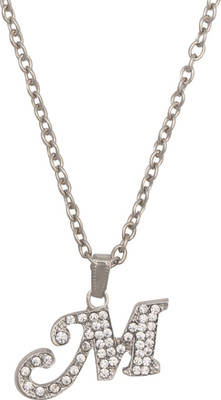 SmsTraders M-Alphabet Pendant Silver Alloy Pendant Set