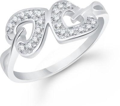 VK Jewels Innocent Love Heart Shaped for Women and Girls Alloy Cubic Zirconia Gold Plated Ring