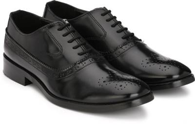 Hirel's Black Cap Toe Oxford Brogue Lace Up Lace Up