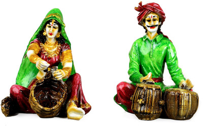 

Global Voice rajasthani marawadi Decorative Showpiece - 15 cm(Polyresin, Multicolor)