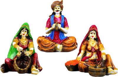 

Global Voice rajasthani marawadi Decorative Showpiece - 15 cm(Polyresin, Multicolor)