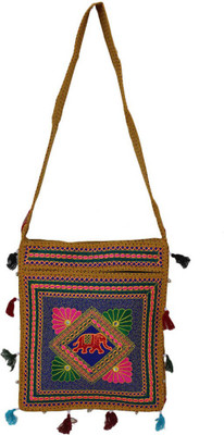 

The Living Craft Women Casual Multicolor Cotton Sling Bag