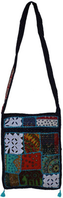 

The Living Craft Women Casual Multicolor Cotton Sling Bag