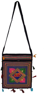 

The Living Craft Women Casual Multicolor Cotton Sling Bag