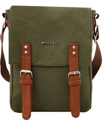 BALACHIA Women Casual Green Canvas, PU Sling Bag