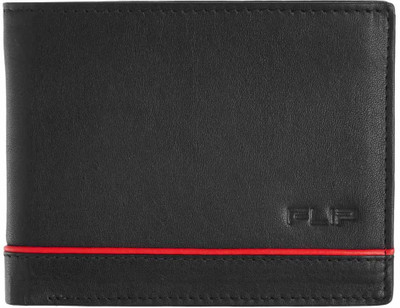 

FLIP Men Black Genuine Leather Wallet(2 Card Slots)
