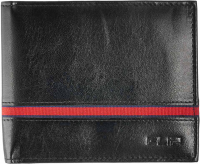 

FLIP Men Black Artificial Leather Wallet(2 Card Slots), Black-red