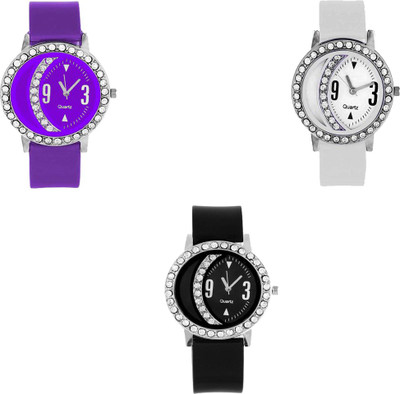 View CM Multicolor Halfmoon Designer Rich Look Best Qulity Branded 10 Stylish Pattern Corporate Imperial Analog Watch  - For Women Wrist Watches Price Online(CM)