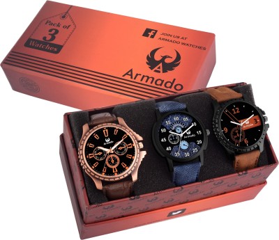 Armado Armado AR-811261 Como of 3 Modish Analog Watches Elegant Analog Watch  - For Men   Watches  (Armado)