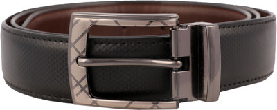 

Mango People Men Black Synthetic Reversible Belt, Black;brown
