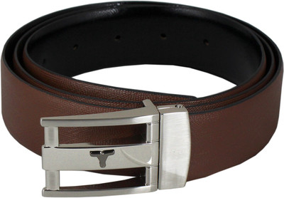 

Bulchee Men Formal Black, Tan Genuine Leather Reversible Belt, Black | brown