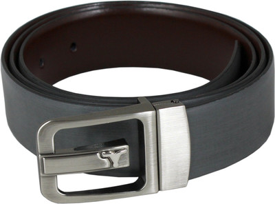

Bulchee Men Formal Grey, Brown Genuine Leather Reversible Belt, Black | brown