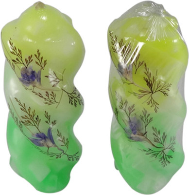 

Indian Ocean Pair Of Natural Leaves Design Fragrance Pillar Candle(Multicolor, Pack of 2)