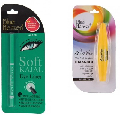 BLUE HEAVEN walk free mascara with soft kajal green(2 Items in the set)