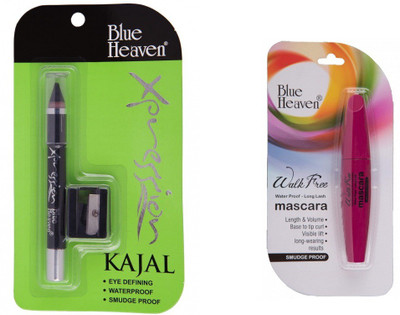 

Blue Heaven pack of expression kajal with walk free mascara(Set of 2)