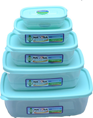 Nayasa Microwave Safe Container Size 0-4 - 1800 ml, 1100 ml, 680 ml, 300 ml, 150 ml Plastic Grocery Container(Pack of 5, Green) available at flipkart for Rs.210